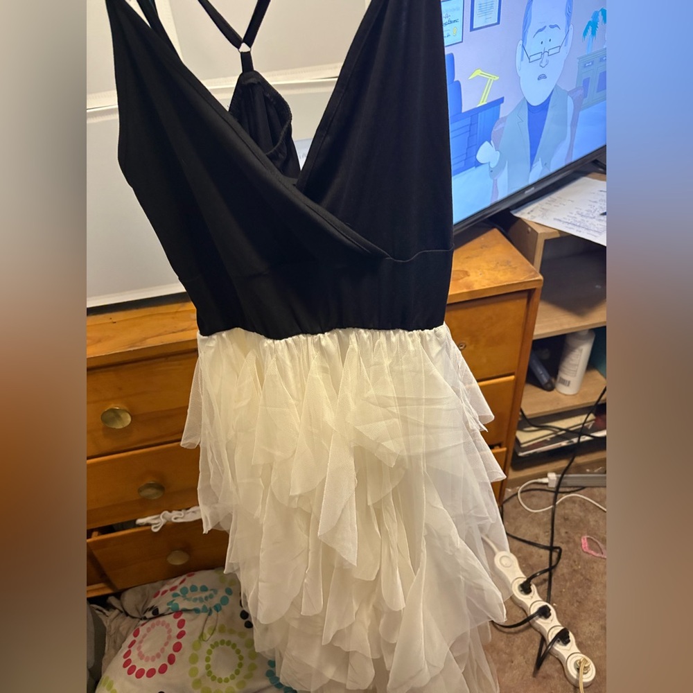 SHEIN Black and White Layered Dress